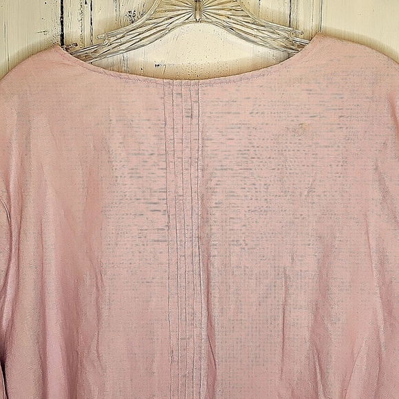 Bridgewater Studio Womens Pink Linen Button-up V-neck Tunic Blouse 20W - Picture 6 of 6
